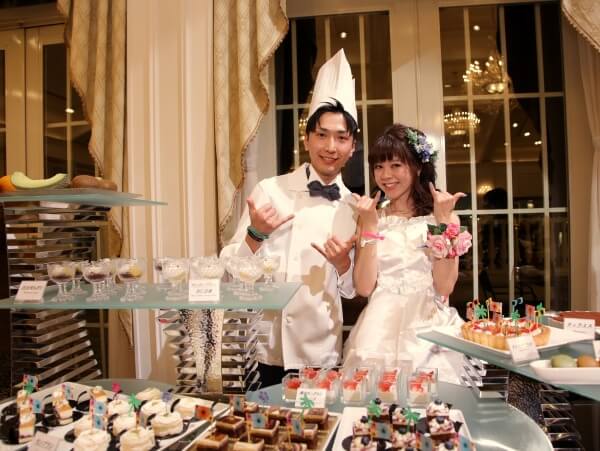 新潟市結婚式場　ブレストン　ハワイ　アロハ　ウェディングケーキ　パンケーキ　リゾート　燕　スプーン