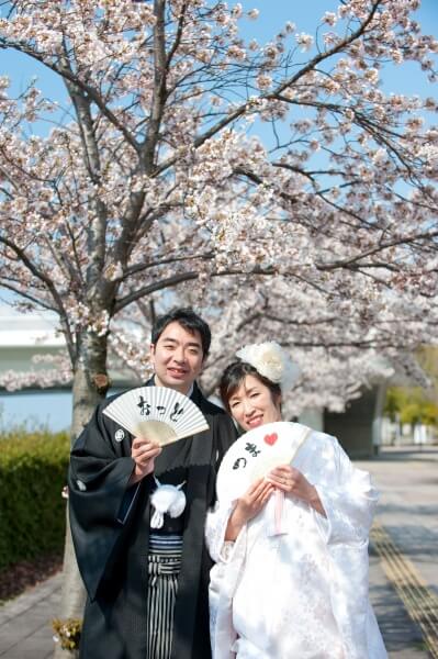 新潟市結婚式場　ブレストン　桜　桜ウェディング　ウェディングケーキ　前撮り　お花見　デザートビュッフェ　演出