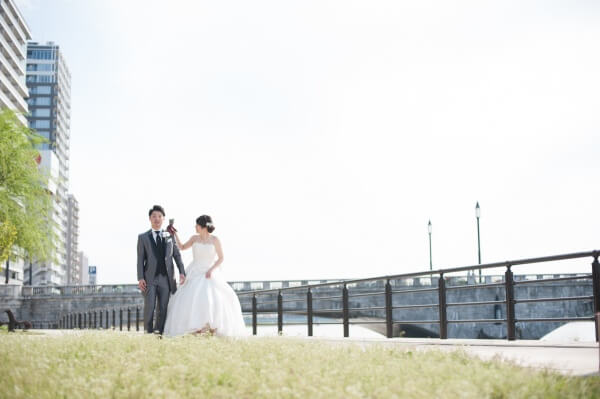 新潟市結婚式場　ブレストン　万代テラス　信濃川　萬代橋　前撮り　ロケーションフォト