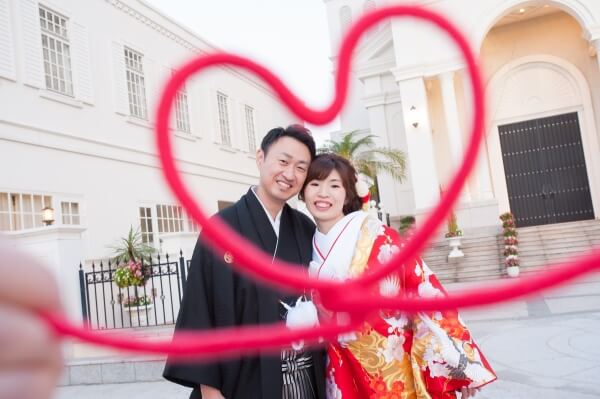 新潟市結婚式場　ブレストン　和装　番傘　前撮り　赤い糸