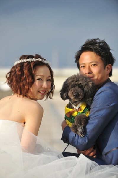 新潟市結婚式場　ブレストン　やすらぎ堤　万代テラス　信濃川　前撮り　愛犬　かつお　ファーストミート　愛犬　犬