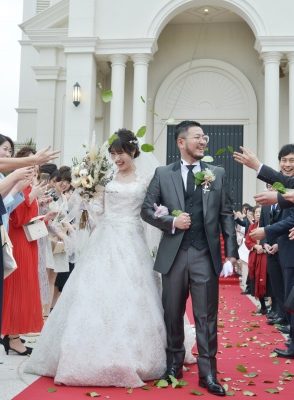 新潟市結婚式場　ブレストン　チャペル式　チャペル　子ども　キッズ　リーフシャワー　アフターセレモニー