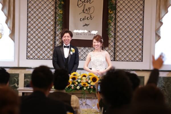 新潟市結婚式場　ブレストン　夏　サマーウェディング　ひまわり　カメラマン　カメラ　写真　ひまわり畑　ひまわり　ブーケ　パーティ　ムービー　プロフィールムービー　花火　カメラ　写真　始球式　野球　ドキドキ樽ゲーム　プチギフト