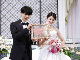 ゲストと『紡ぐ』結婚証明書【ストリングアート】♡ロマンチックなピンクコーディネートが素敵なウェディング